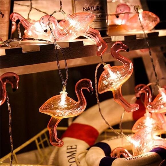 DomeStar 10Ft Pink Flamingo Lights, LED Flamingo String Lights Battery Operated - Picture 4 of 7